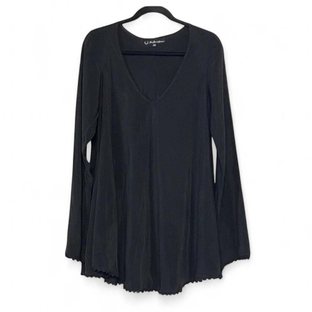 For‎ Love & Lemons Lightweight Longsleeve laxe trim black dress